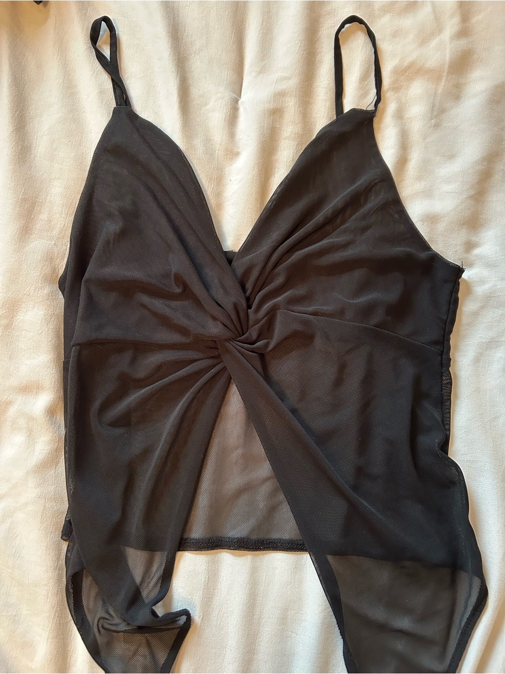Black Twist-Front Sheer Cami Top